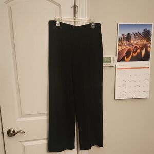 St. John Collection Black Wool Pull-on Wide-Leg Pants Size 12